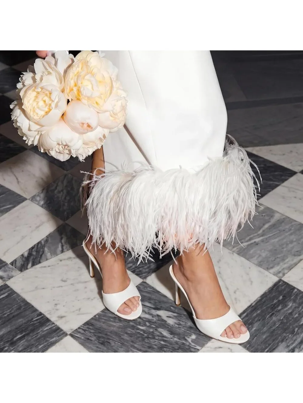 Women's White Faux Leather Single Strap Open Toe Round Toe High Heel Sandals